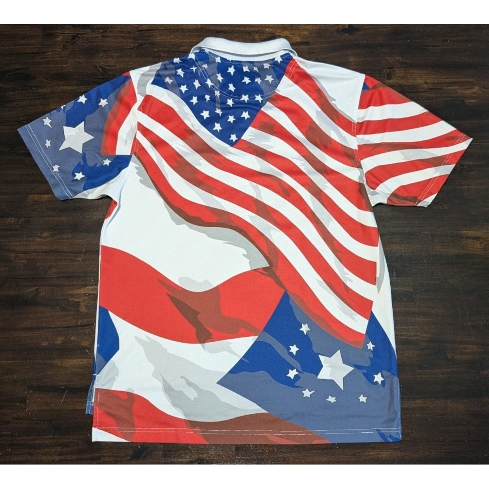 🇺🇸 Army Navy Country Club Men's Golf Polo AOP Flag USA Size Medium Performance - Picture 4 of 6